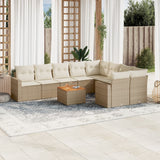 vidaXL 10-Piece Lounge Set with Cushions Poly Rattan Black