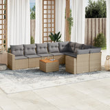 vidaXL 10-Piece Lounge Set with Cushions Poly Rattan Black