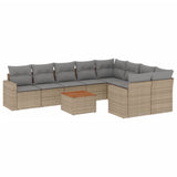 vidaXL 10-Piece Lounge Set with Cushions Poly Rattan Black