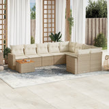 vidaXL 10-Piece Lounge Set with Cushions Poly Rattan Black