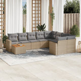 vidaXL 10-Piece Lounge Set with Cushions Poly Rattan Black