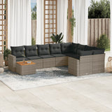 vidaXL 10-Piece Lounge Set with Cushions Poly Rattan Black