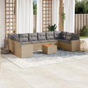 vidaXL 11-delige Loungeset met kussens poly rattan zwart