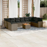 vidaXL 11-delige Loungeset met kussens poly rattan zwart