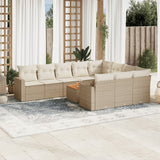 vidaXL 11-delige Loungeset met kussens poly rattan zwart