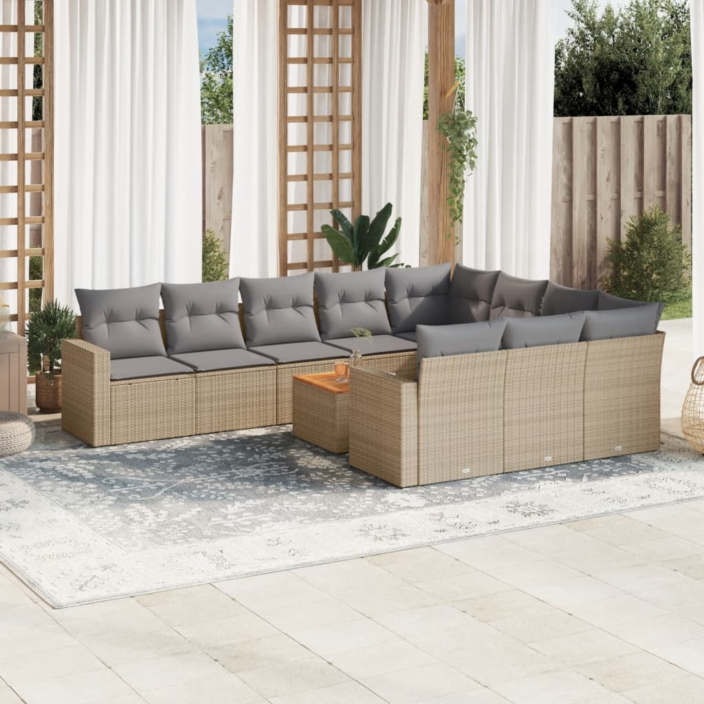 vidaXL 11-delige Loungeset met kussens poly rattan zwart