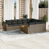 vidaXL 11-delige Loungeset met kussens poly rattan zwart
