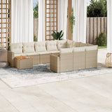 vidaXL 11-delige Loungeset met kussens poly rattan zwart