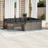 vidaXL 11-delige Loungeset met kussens poly rattan zwart