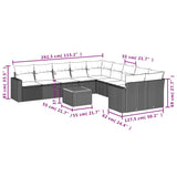 vidaXL 11-delige Loungeset met kussens poly rattan zwart