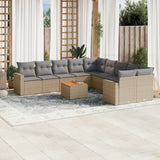 vidaXL 11-delige Loungeset met kussens poly rattan zwart