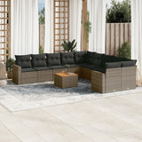 vidaXL 11-delige Loungeset met kussens poly rattan zwart