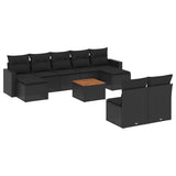vidaXL 10-delige Loungeset met kussens poly rattan zwart
