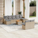 vidaXL 10-delige Loungeset met kussens poly rattan zwart