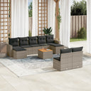 vidaXL 10-delige Loungeset met kussens poly rattan zwart
