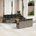 vidaXL 11-delige Loungeset met kussens poly rattan zwart