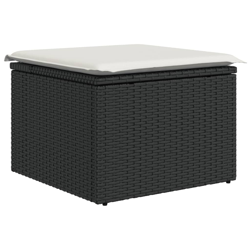 vidaXL 10-delige Loungeset met kussens poly rattan zwart