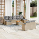 vidaXL 10-delige Loungeset met kussens poly rattan zwart