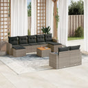 vidaXL 10-delige Loungeset met kussens poly rattan zwart