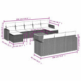 vidaXL 11-delige Loungeset met kussens poly rattan zwart