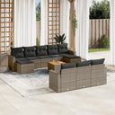 vidaXL 11-delige Loungeset met kussens poly rattan zwart