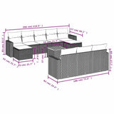 vidaXL 11-delige tuinbankset met kussens, grijs polyrotan