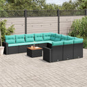 vidaXL 12-delige Loungeset met kussens poly rattan grijs