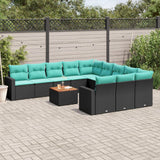 vidaXL 12-delige Loungeset met kussens poly rattan grijs