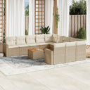 vidaXL 12-delige Loungeset met kussens poly rattan zwart