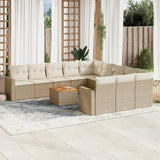 vidaXL 12-delige Loungeset met kussens poly rattan zwart