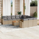 vidaXL 12-delige Loungeset met kussens poly rattan zwart
