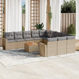 vidaXL 12-delige Loungeset met kussens poly rattan zwart