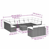 vidaXL 13-Piece Poly Rattan Lounge Set with Cushions Grey