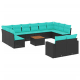 vidaXL 13-Piece Poly Rattan Lounge Set with Cushions Grey