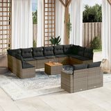 vidaXL 13-delige Loungeset met kussens poly rattan zwart