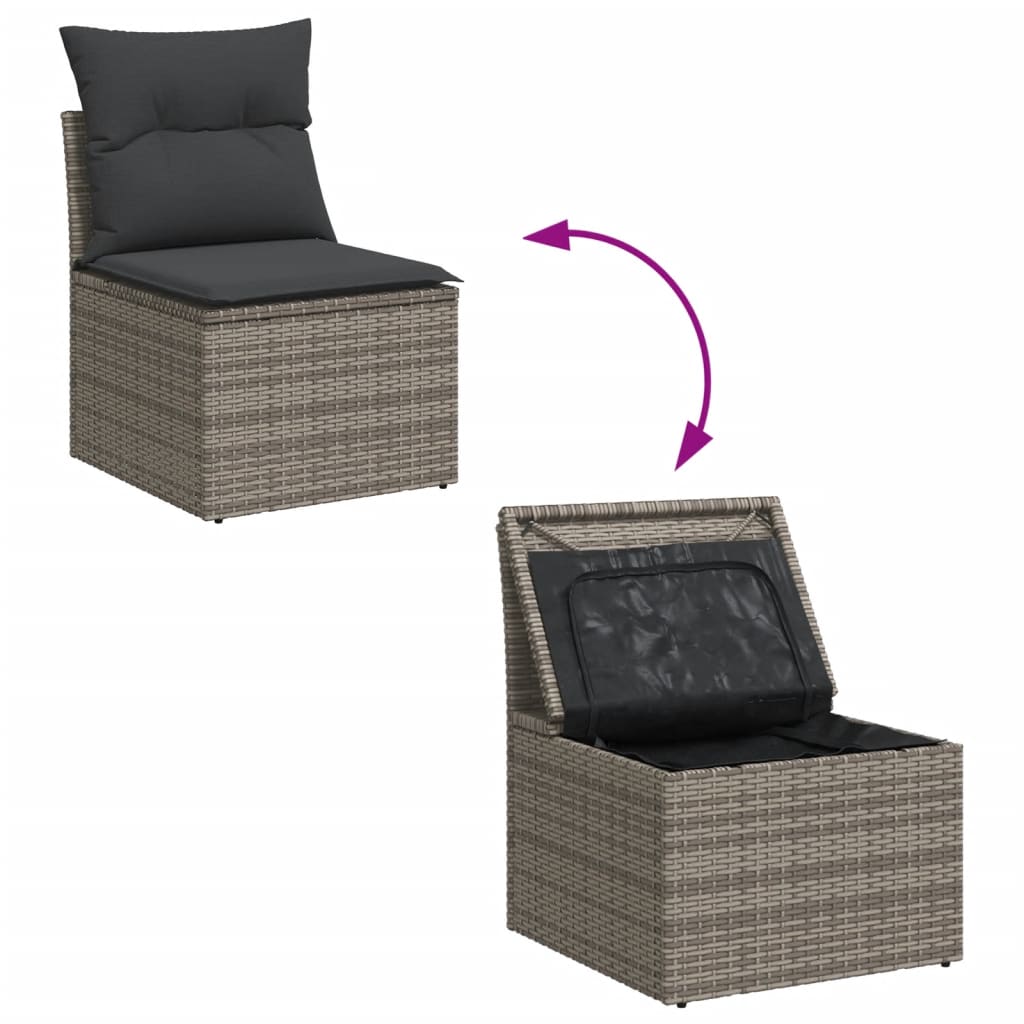 vidaXL 13-delige Loungeset met kussens poly rattan zwart