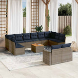 vidaXL 13-Piece Poly Rattan Lounge Set with Cushions Grey