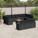 vidaXL 14-piece Lounge Set with Cushions Poly Rattan Black