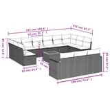 vidaXL 14-piece Lounge Set with Cushions Poly Rattan Black
