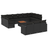 vidaXL 14-piece Lounge Set with Cushions Poly Rattan Black