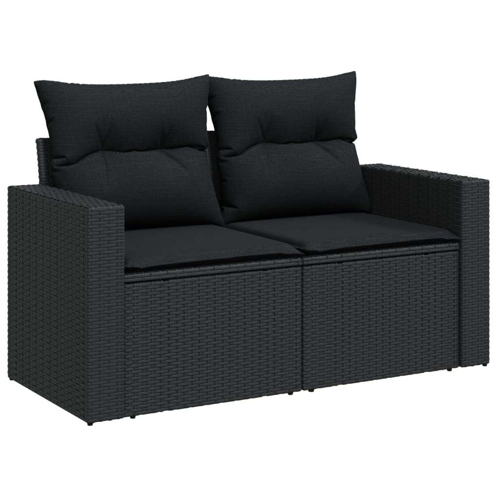 vidaXL 14-piece Lounge Set with Cushions Poly Rattan Black