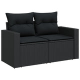 vidaXL 14-piece Lounge Set with Cushions Poly Rattan Black
