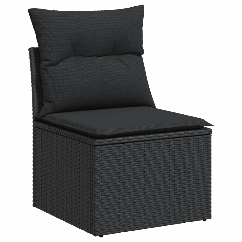 vidaXL 14-piece Lounge Set with Cushions Poly Rattan Black