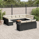 vidaXL 14-piece Lounge Set with Cushions Poly Rattan Black