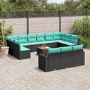 vidaXL 14-delige Loungeset met kussens poly rattan grijs