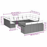 vidaXL 14-delige Loungeset met kussens poly rattan grijs