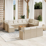 vidaXL 14-piece Lounge Set with Cushions Poly Rattan Black