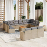 vidaXL 14-piece Lounge Set with Cushions Poly Rattan Black