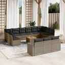 vidaXL 14-piece Lounge Set with Cushions Poly Rattan Black