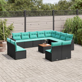 vidaXL 13-delige Loungeset met kussens poly rattan grijs